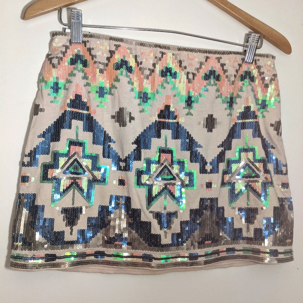 Express Aztec Skirt Sequins-S